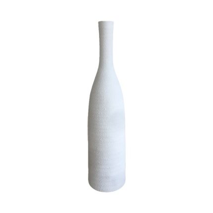 Vaso a bottiglia in ceramica bianca, 16,5 × 16,5 × 68 cm, su fondo bianco