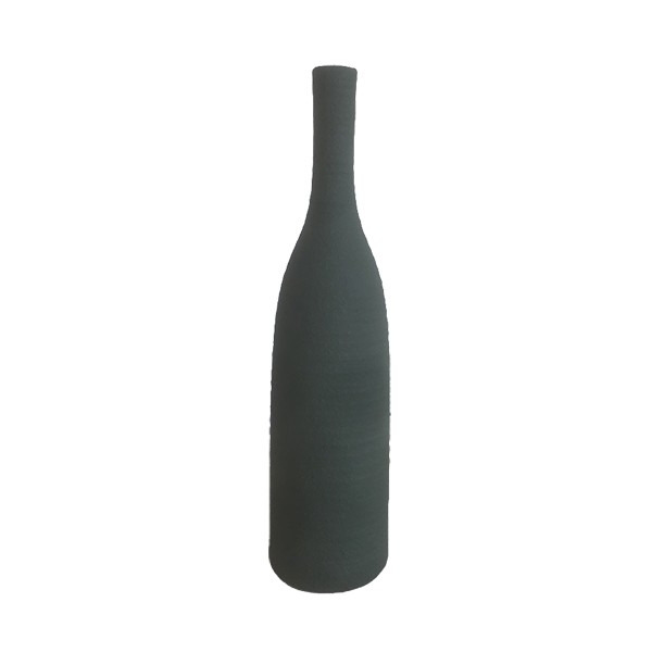 Vaso a bottiglia in ceramica verde scuro, 12,5 × 12,5 × 50 cm, su fondo bianco